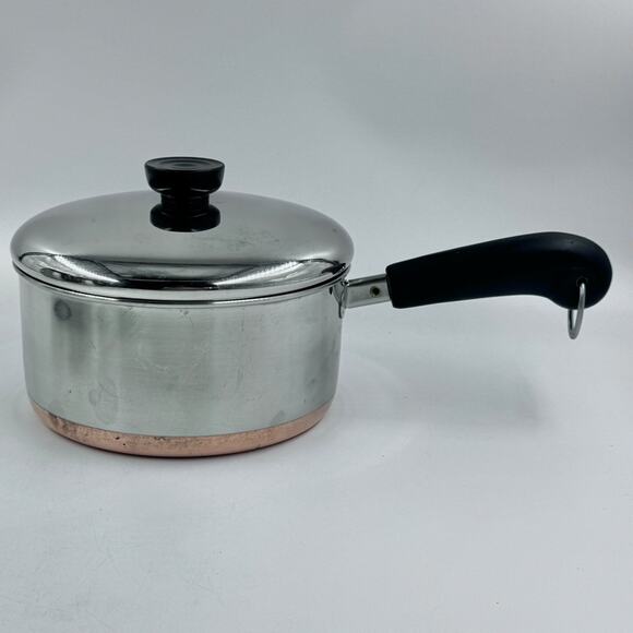 REVERE WARE 1801 VTG 2 Qt 92e Saucepan w Lid MADE IN USA Copper Stainless Steel - Picture 1 of 11